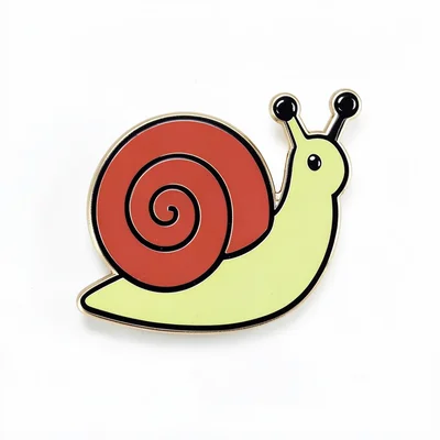 Enamel pin illustration, Small snail with spiral shell , bold simple design, lim