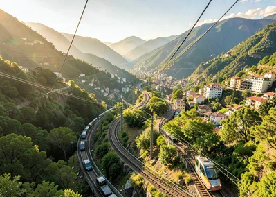 Eternal spring light over transforming Medellín, metro line curving through vall
