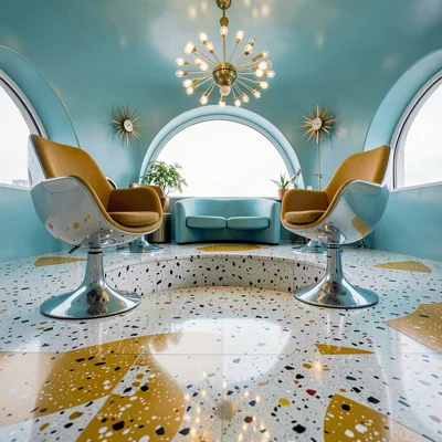 Terrazzo Floor Detail with Chrome Reflection
