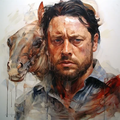 Painting portrait by Jenny Saville. bojak horseman