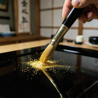 Kanazawa gold leaf craft, extreme delicacy, brush tip loaded with gold powder, s