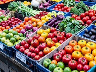 Market produce as arranged colors