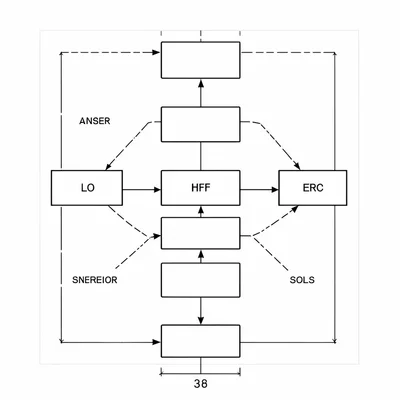 Blueprint diagram of a software architecture stack with labeled boxes and connec