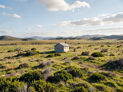 Small house in vast landscape