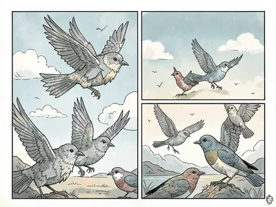 Paper bird with real birds