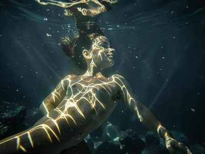 Caustic on human form underwater