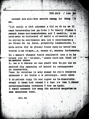Typewritten page copied until letter shapes bleed into each other, words becomin