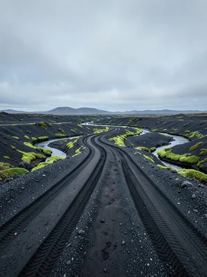 Tire Tracks Into Highland Void
