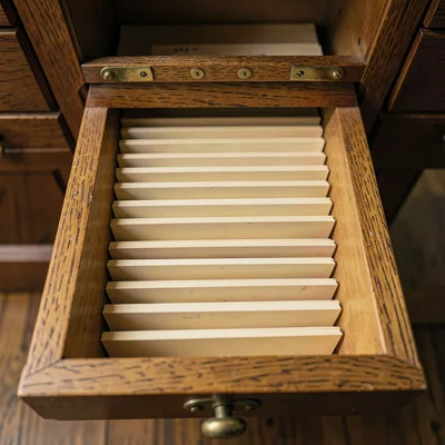 Overhead View of Card Tops in Drawer