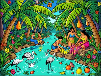 Lavandières à la Rivière
