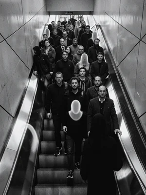Escalator crowd ghosts