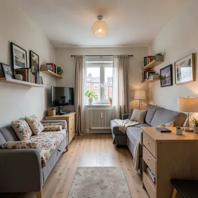 Interior of a tiny apartment looking massive