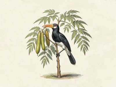 Indian Grey Hornbill on Tamarind