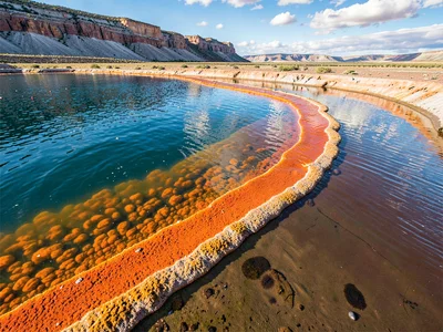 Grand Prismatic edge showing orange bacterial mat