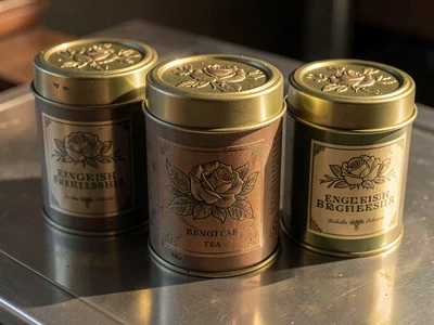 English Breakfast Tin Embossed Rose Lid