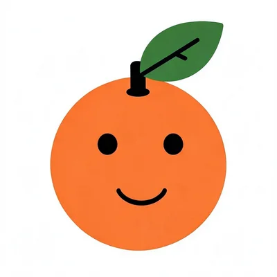Round orange with leaf