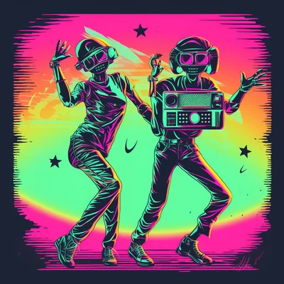Alien Teens with retro VHS camera filming TikTok danc