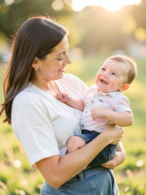 Mother holding baby