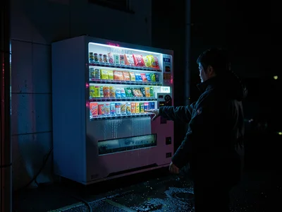 Last item stuck in vending machine, person deciding whether to buy another to kn