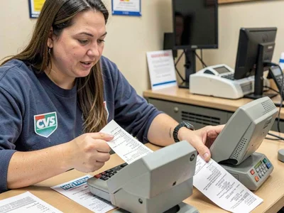 Receipt tape running out mid-transaction, the paper crisis, cashier apologizing