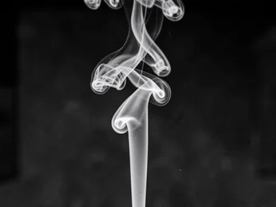 Incense smoke rising through temperature gradient layers