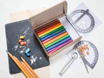 Chalk Box Rainbow Array on Graph Paper