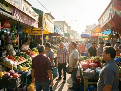 Market in hard sun