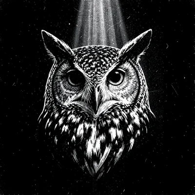 Owl face scratchboard