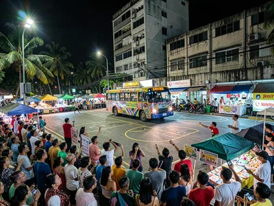 Night basketball game
