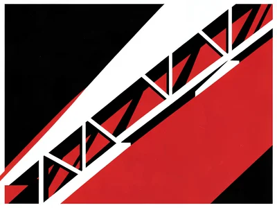 Bridge girder structure as pure geometric diagonal lines and triangles