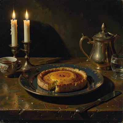 Hash brown oval on dark plate, crispy edge texture revealed by raking light, bre