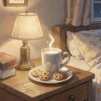 Warm milk and cookies at bedtime