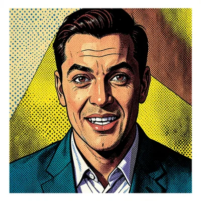 Halftone dot illustration, man with dramatic expression , Ben-Day dots, pop art 