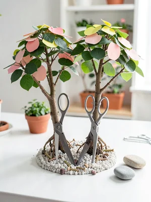 Twin Trunk Scissors — Blades as Split Bonsai