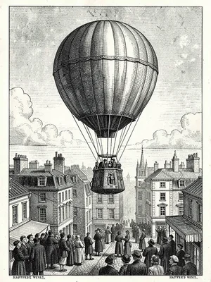 Victorian hot air balloon over London