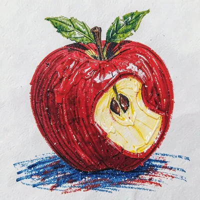 Red apple with bite taken out