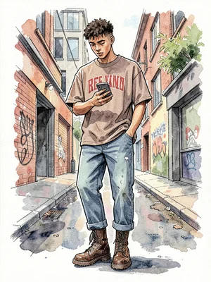 Teen phone band tee boots