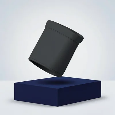 Catalog hero of a glove cuff close-up floating above a deep navy block, gentle w