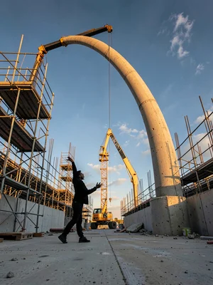 Pump Hose Arabesque — S-Curve Against Sky