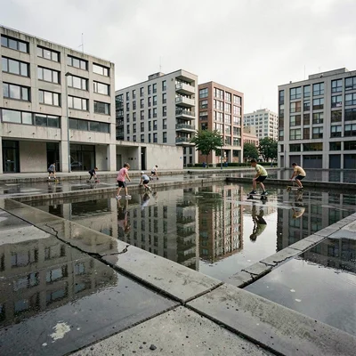 Planned city photography, modernist urbanism, A reflecting pool that was part of