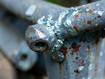 Guardrail zinc coating texture extreme closeup, crystalline galvanization patter