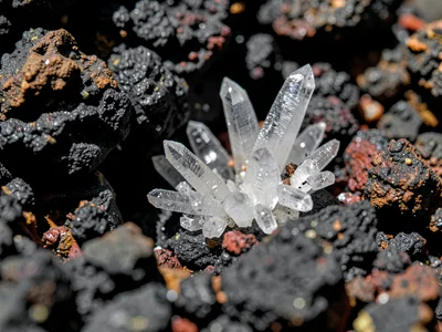 Sulfur crystal growth on volcanic fumarole