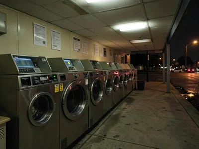 Laundromat at night
