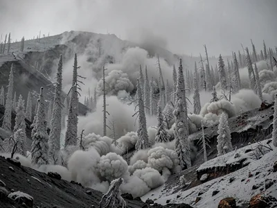 Ash-coated forest ghostly gray