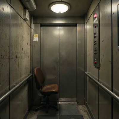 Vintage elevator with manual gate and operator seat