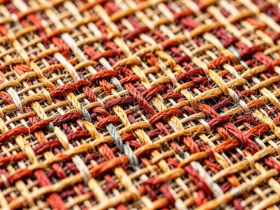 Linen canvas extreme closeup, individual warp and weft threads visible, warm nat
