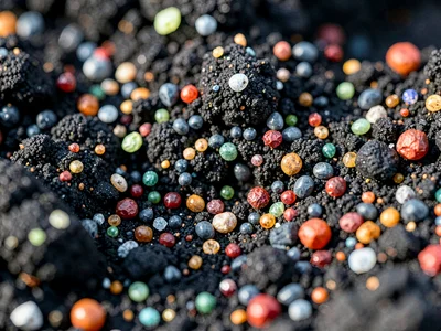 Magnetic grains separated showing iron content