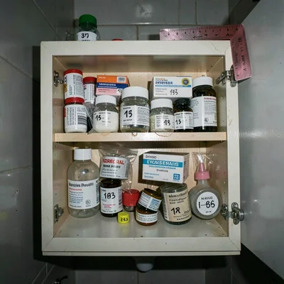 Bathroom medicine cabinet contents documented forensically