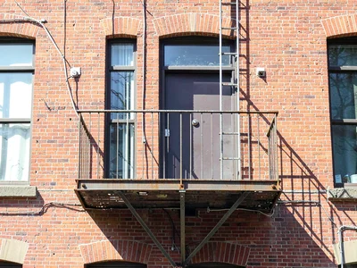 Fire escape pattern on brick