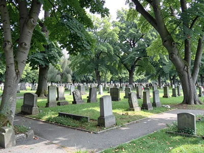 Cemetery with trees